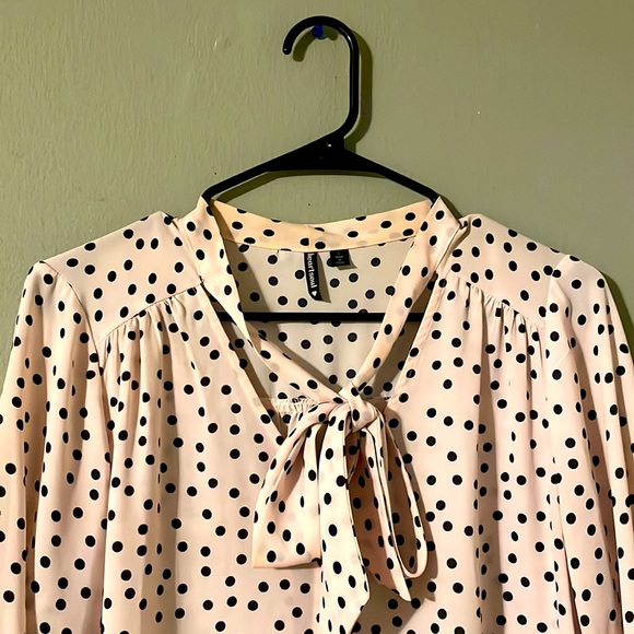 Bow Tie Neck Polka Dot Blouse - Picture 3 of 3